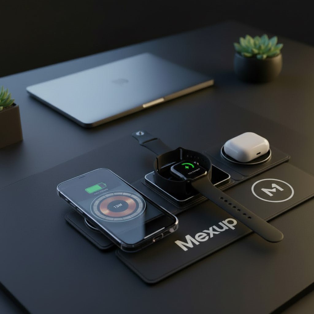 3 - in - 1 MagSafe Wireless Charging Station - Foldable Fast Charger for iPhone, Apple Watch & AirPods - mexup